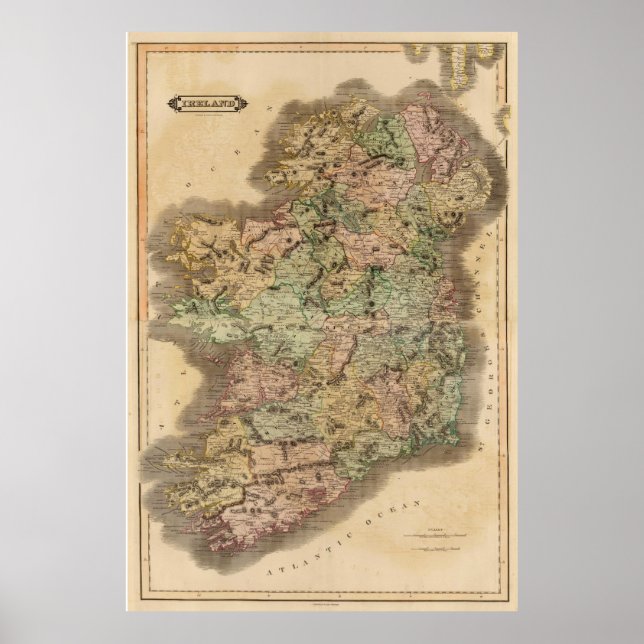 Vintage Map of Ireland (1831) Poster (Front)