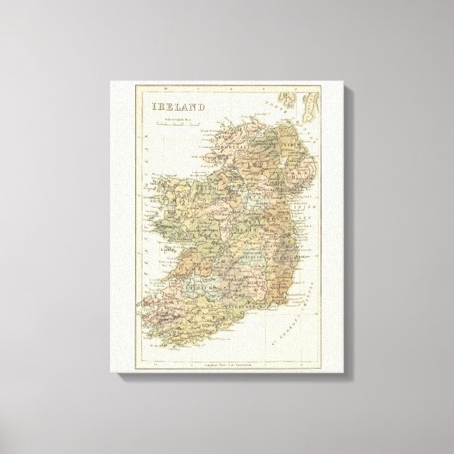 Vintage Map of Ireland 1862 Canvas Print (Front)