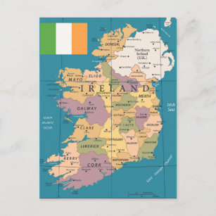 Vintage Map of Ireland Postcard
