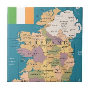 Vintage Map of Ireland Tile