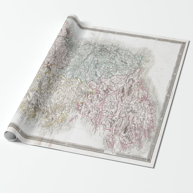 Vintage Map of Ireland Wrapping Paper (Unrolled)