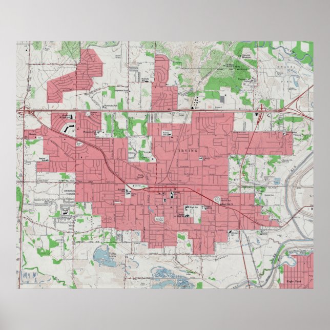 Vintage Map of Irving Texas (1959) Poster (Front)