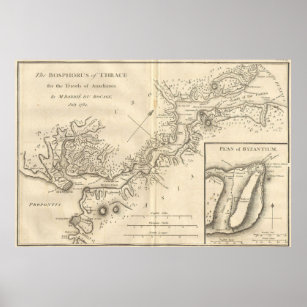 Vintage Map of Istanbul Turkey (1784) Poster
