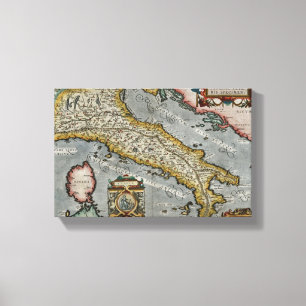 Vintage Map of Italy (1584) Canvas Print