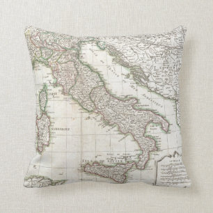 Vintage Map of Italy (1770) Throw Pillow
