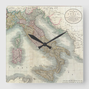 Vintage Map of Italy (1799) Square Wall Clock