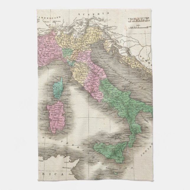 Vintage Map of Italy (1827) Kitchen Towel (Vertical)