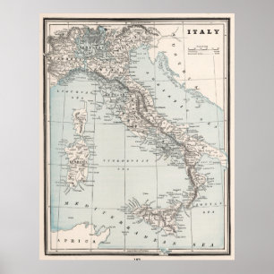 Vintage Map of Italy (1893) Poster