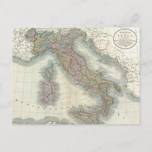 Vintage Map of Italy Postcard