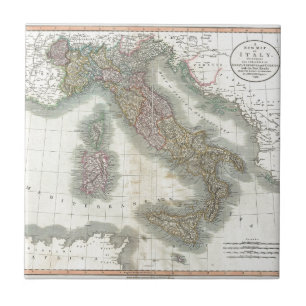 Vintage Map of Italy Tile