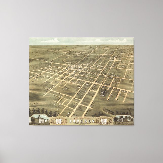 Vintage Map of Jackson Tennessee (1870) Canvas Print (Front)