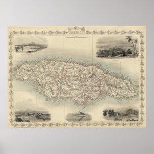 Vintage Map of Jamaica (1851) Poster