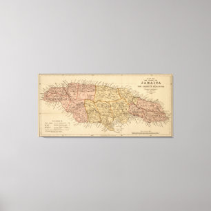 Vintage Map of Jamaica (1893) Canvas Print