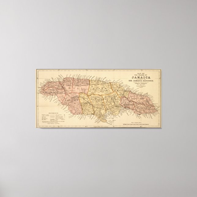 Vintage Map of Jamaica (1893) Canvas Print (Front)