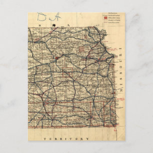 Vintage Map of Kansas (1884) Postcard