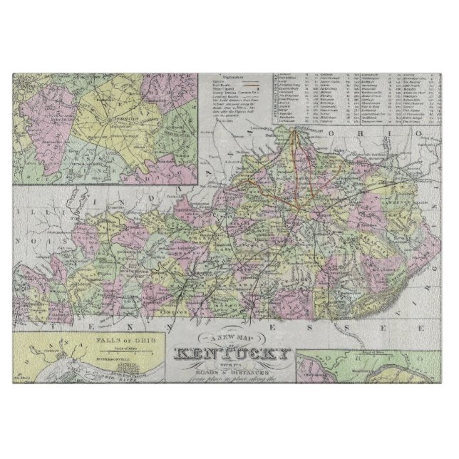 Vintage Map of Kentucky (1850) Cutting Board (Front)