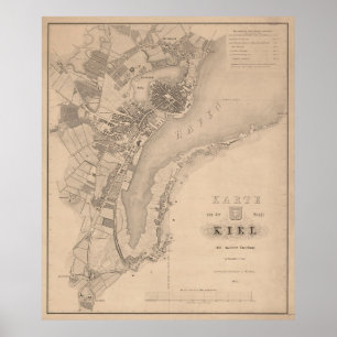 Vintage map of Kiel Germany (1853) Poster