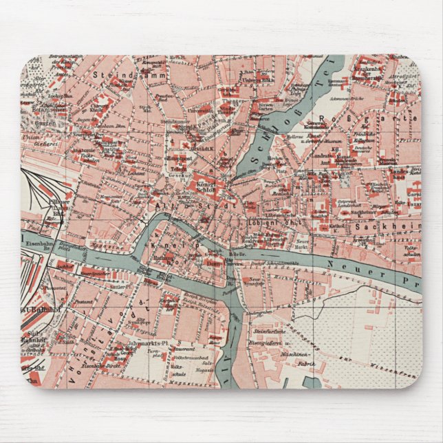 Vintage Map of Königsberg Germany (1905) Mouse Pad (Front)