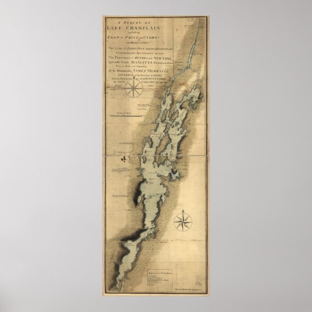 Vintage Map of Lake Champlain (1865) Poster (Front)