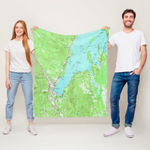 Vintage Map of Lake George New York (1966) Fleece Blanket