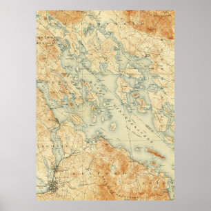 Vintage Map of Lake Winnipesaukee (1907) Poster