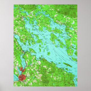 Vintage Map of Lake Winnipesaukee (1956) Poster