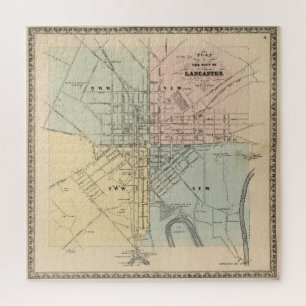 Vintage Map of Lancaster PA (1864) Jigsaw Puzzle