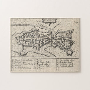 Vintage Map of Limerick Ireland (1618) Jigsaw Puzzle