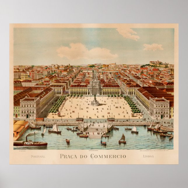 Vintage Map of Lisbon Portugal (1860) Poster (Front)