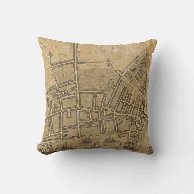 Vintage Map of Liverpool England (1725) Throw Pillow (Front)