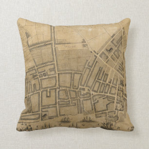Vintage Map of Liverpool England (1725) Throw Pillow