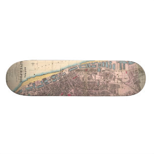 Vintage Map of Liverpool England (1890) Skateboard
