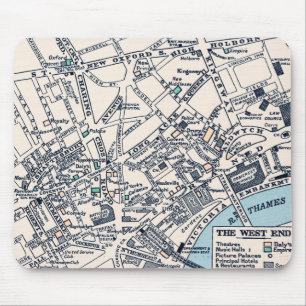 Vintage Map of Lodon England -West End Mouse Pad