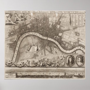 Vintage Map of London (1693) Poster