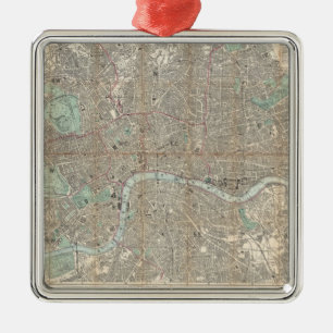 Vintage Map of London (1890) Metal Ornament