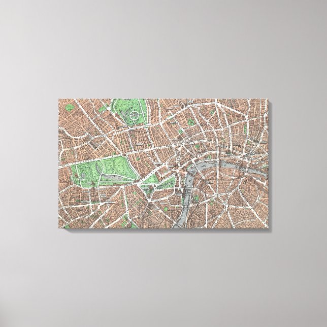 Vintage Map of London (1923) Canvas Print (Front)
