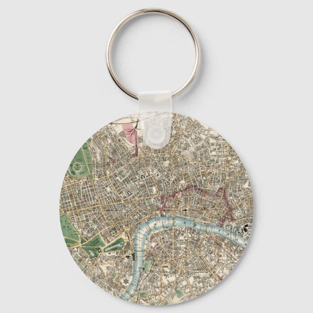 Vintage Map of London England (1853) Keychain (Front)