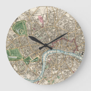 Vintage Map of London England (1853) Large Clock