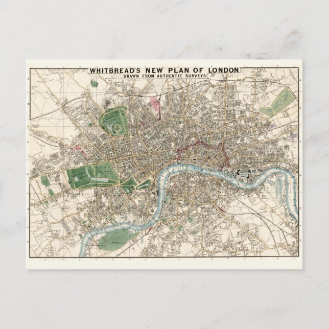 Vintage Map of London England (1853) Postcard (Front)