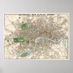 Vintage Map of London England (1853) Poster