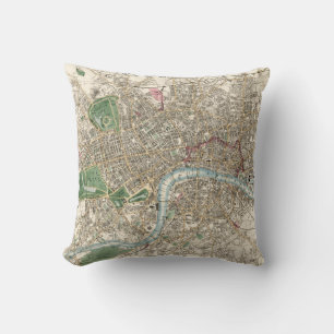 Vintage Map of London England (1853) Throw Pillow