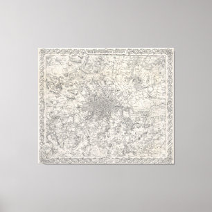 Vintage Map of London England (1855) Canvas Print