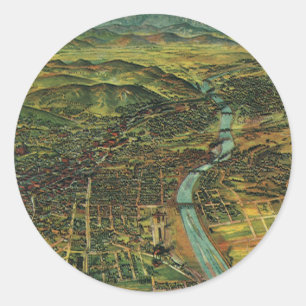 Vintage Map of Los Angeles, California and River Classic Round Sticker