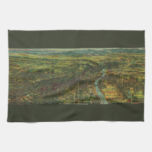 Vintage Map of Los Angeles, California and River Kitchen Towel