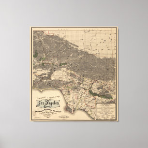 Vintage Map of Los Angeles County CA (1900) Canvas Print