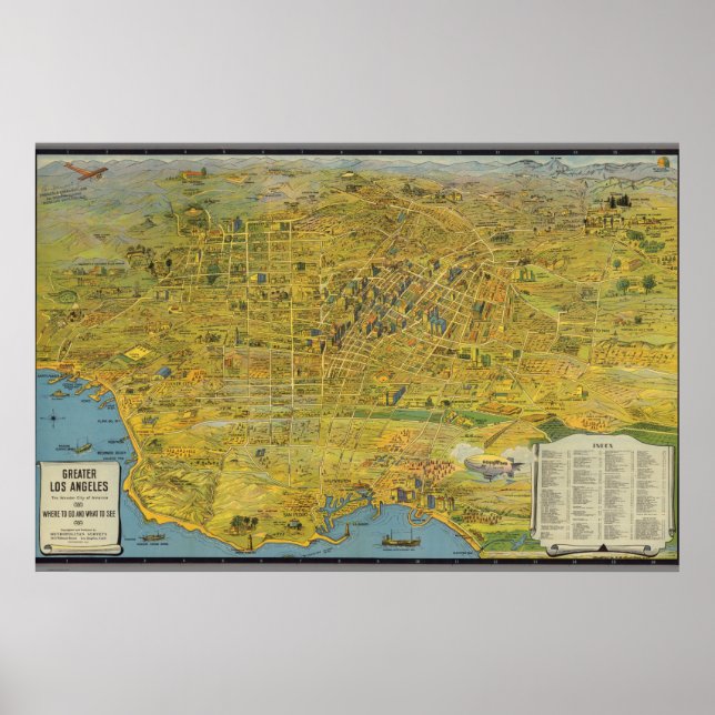 Vintage Map of Los Angeles Poster (Front)