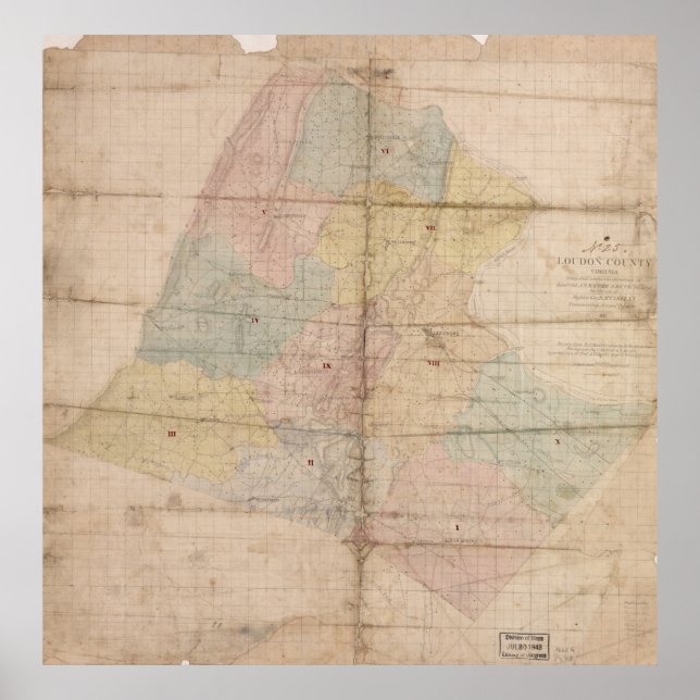 Vintage Map of Loudoun County Virginia (1861) Poster (Front)
