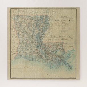 Vintage Map of Louisiana (1896) Jigsaw Puzzle
