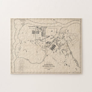 Vintage Map of Lowell MA (1832) Jigsaw Puzzle