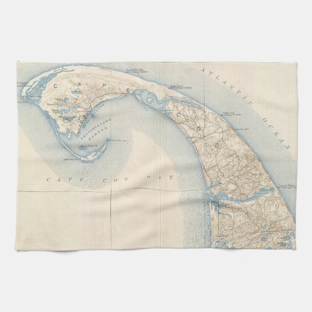 Vintage Map of Lower Cape Cod Kitchen Towel (Horizontal)
